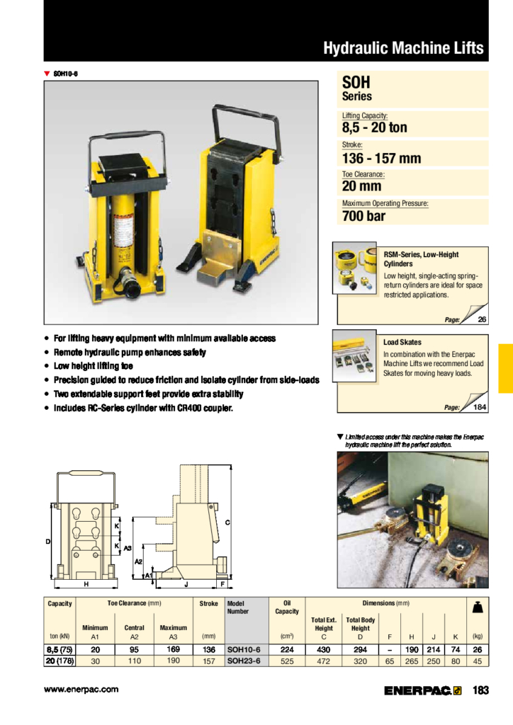SOH Series Hydraulic Machine Lifts EN GB pdf