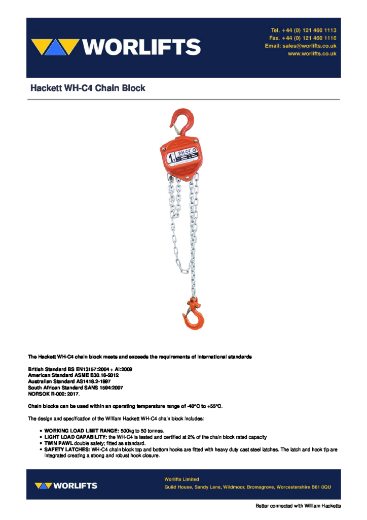 Hackett WH C4 Chain Block pdf