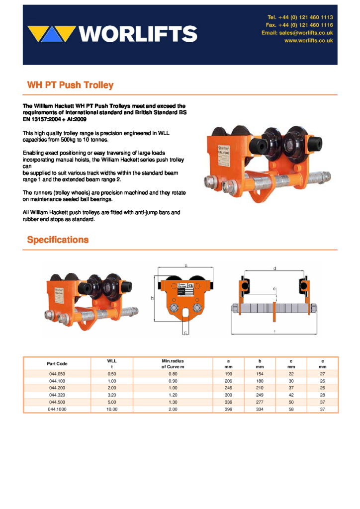 Worlifts WH PT Push Trolley pdf