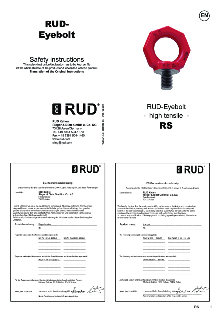 Rud RS Eyebolt pdf