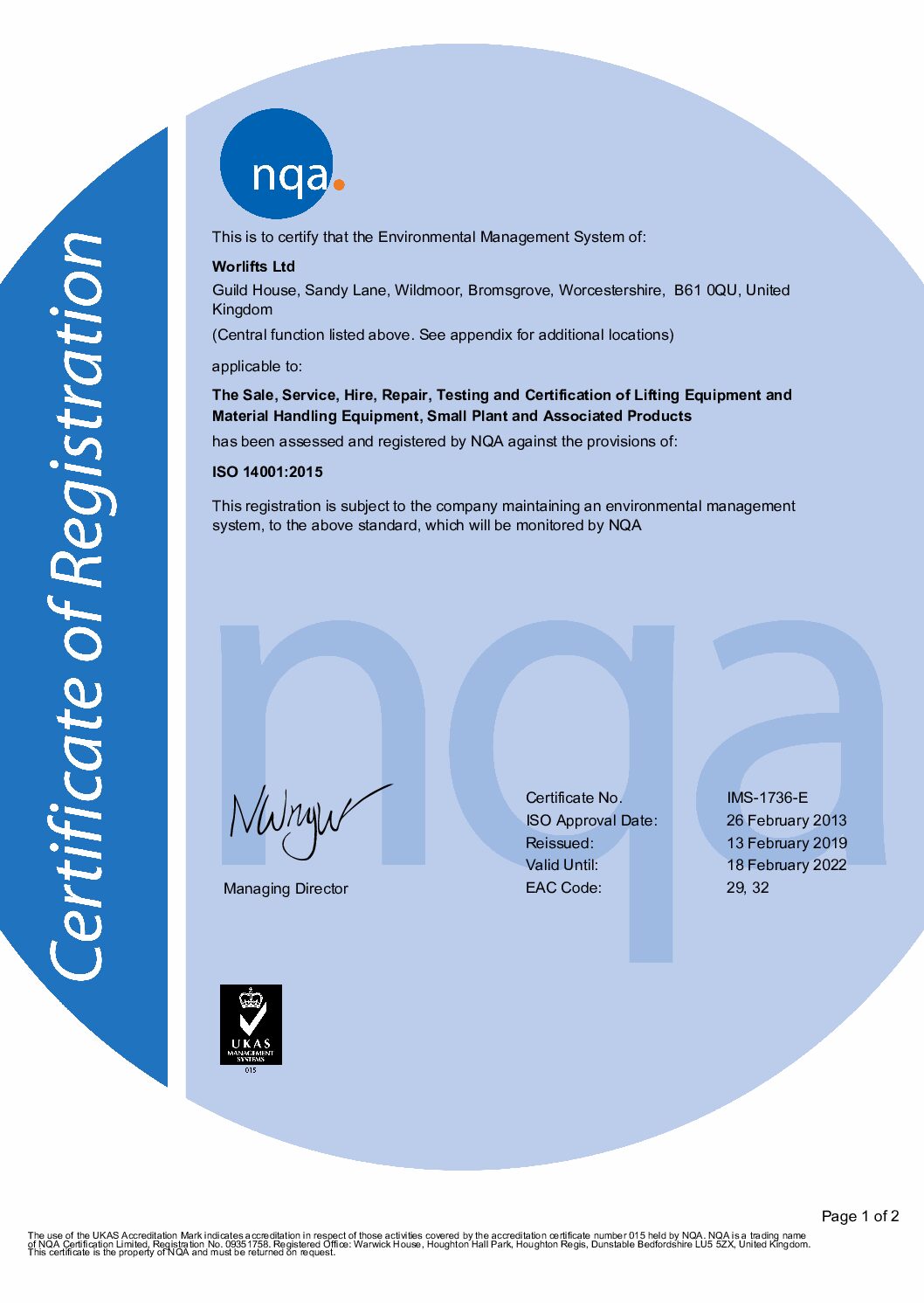NQA 1736E ISO14001 2015 pdf